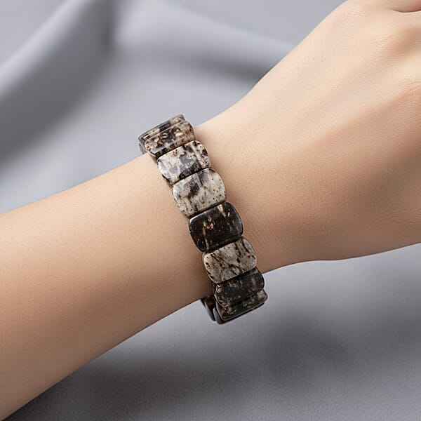 Moss Quartz 96.95 Ctw Stretch Bracelet (6.00 In)