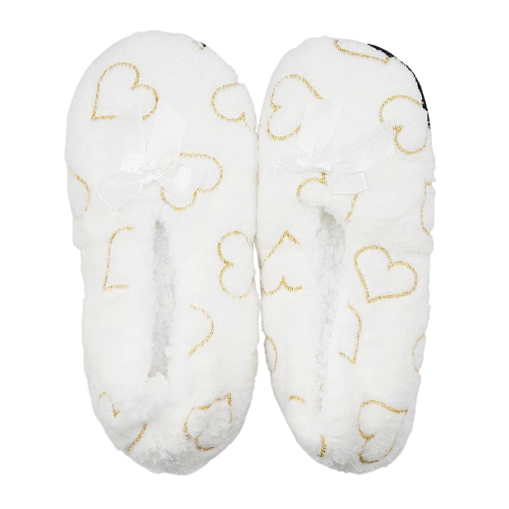 Mossimo White Heart Slippers With Grippers - S/M