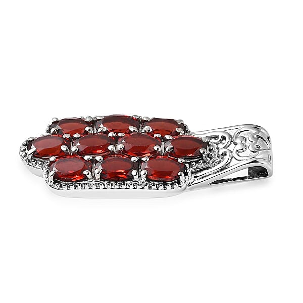 Mozambique Garnet 5.50 Ctw Pendant Without Chain In Stainless Steel