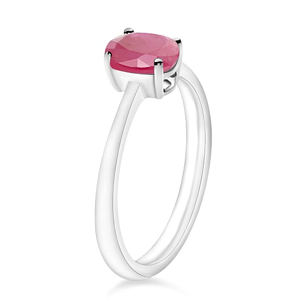 Mozambique Ruby 1.10 Ctw Solitaire Ring In Platinum Over Sterling Silver (Del. In 10-12 Days)