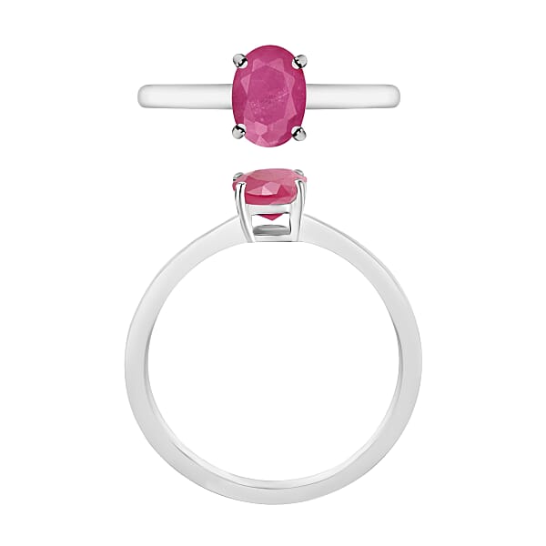 Mozambique Ruby 1.10 Ctw Solitaire Ring In Platinum Over Sterling Silver (Del. In 10-12 Days)