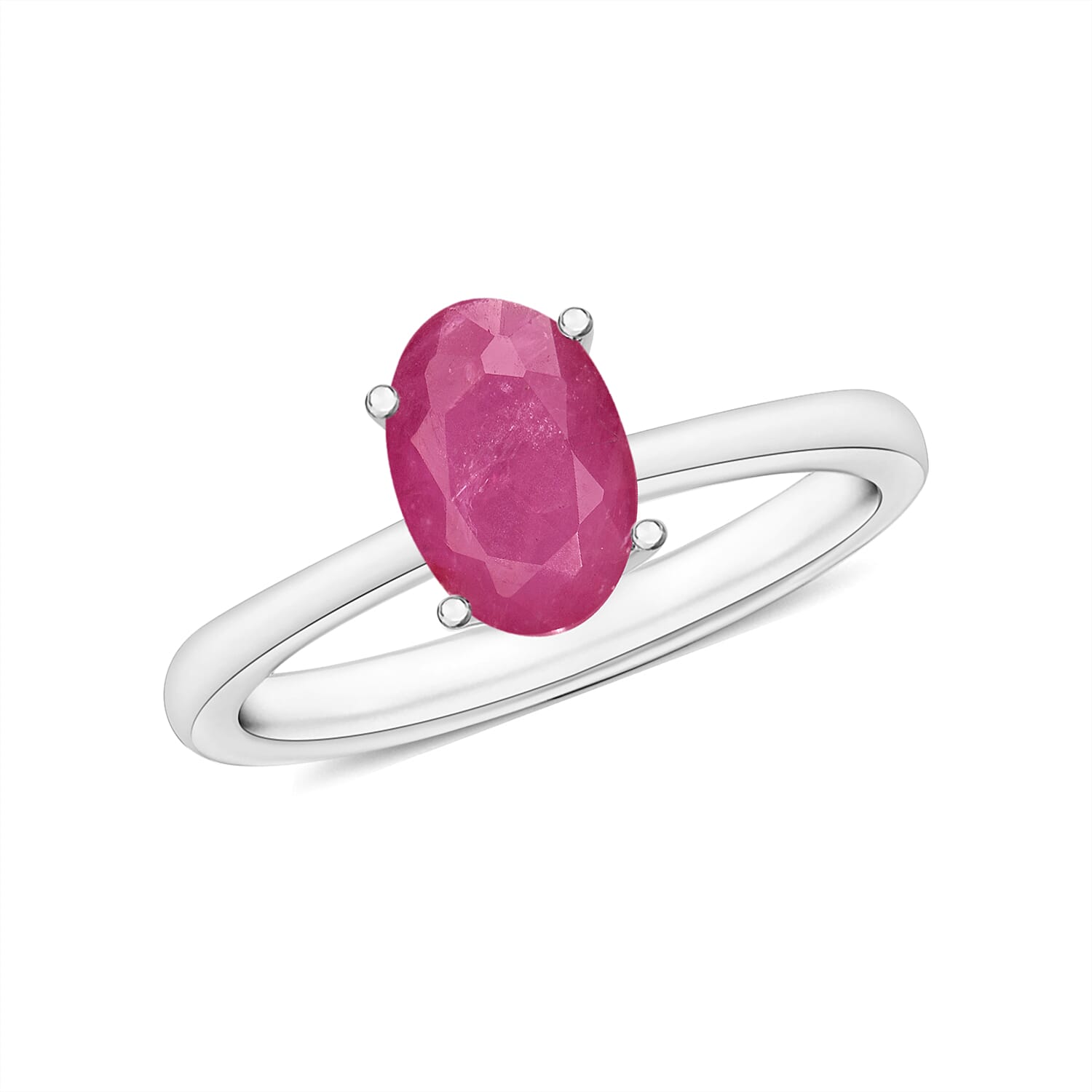 Mozambique Ruby 1.10 ctw Solitaire Ring in Platinum Over Sterling Silver (Del. in 10-12 Days)
