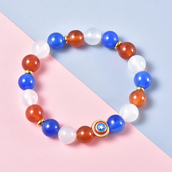 Multi Agate 127.00 Ctw 9-11 Mm Beaded Stretch Bracelet