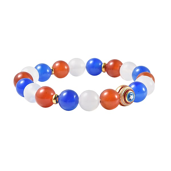Multi Agate 127.00 Ctw 9-11 Mm Beaded Stretch Bracelet