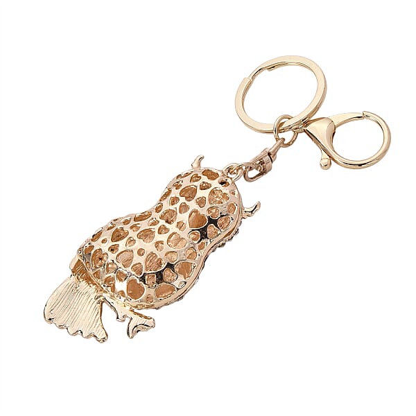 Multi Color Austrian Crystal Enameled Owl Keychain In Goldtone