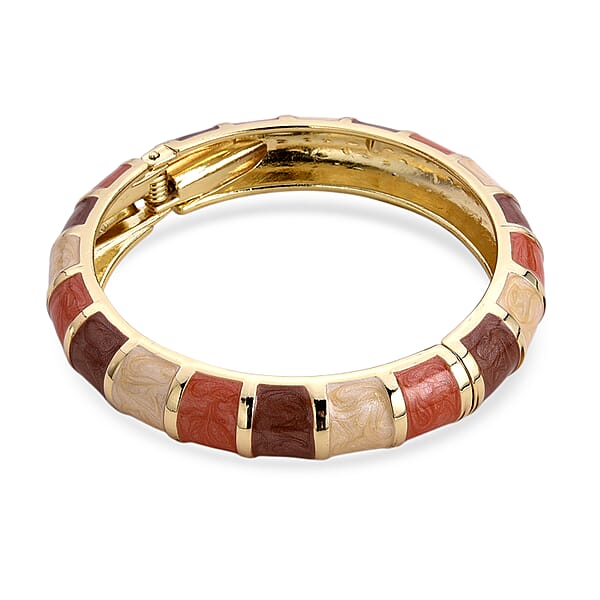 Multi Color Enameled Bangle Bracelet In Goldtone (7.25 In)