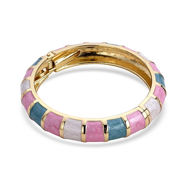 Multi Color Enameled Bangle Bracelet In Goldtone (7.25 In)