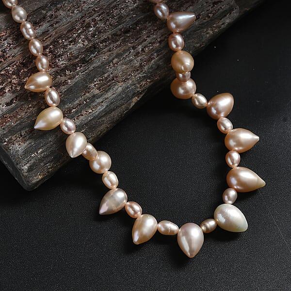 Multi Color Fresh Water Pearl Necklace In 18K Vermeil Yellow Gold Over Sterling Silver 18 Inches