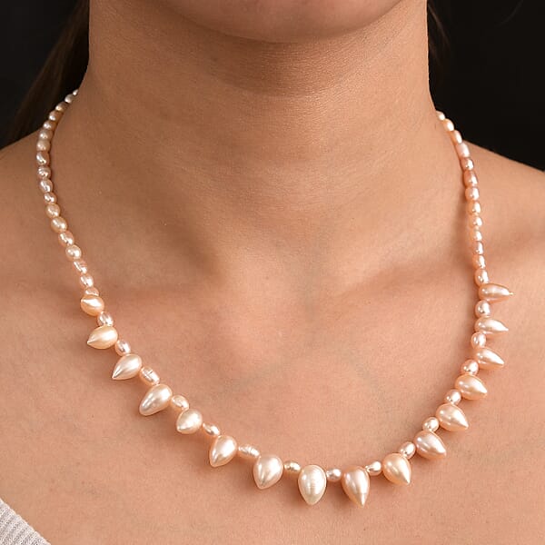 Multi Color Fresh Water Pearl Necklace In 18K Vermeil Yellow Gold Over Sterling Silver 18 Inches