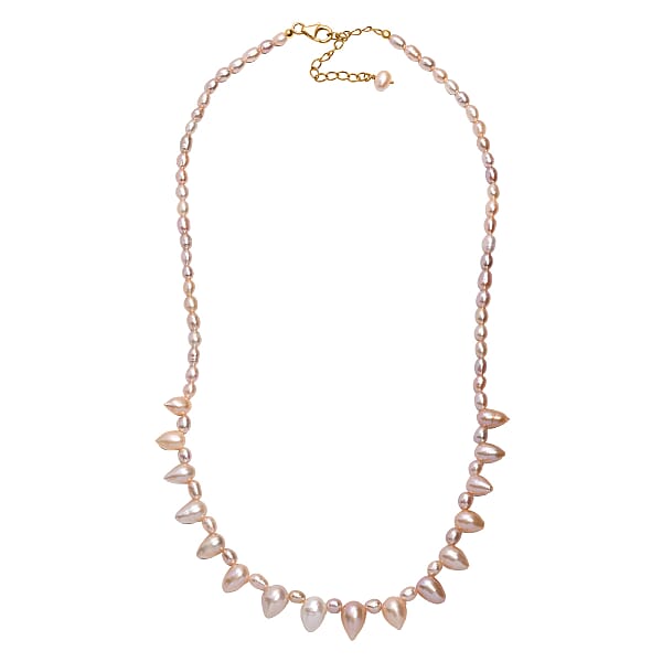 Multi Color Fresh Water Pearl Necklace In 18K Vermeil Yellow Gold Over Sterling Silver 18 Inches