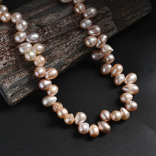 Multi Color Freshwater Pearl Fancy Necklace In 18K Vermeil Yellow Gold Over Sterling Silver 18 Inches