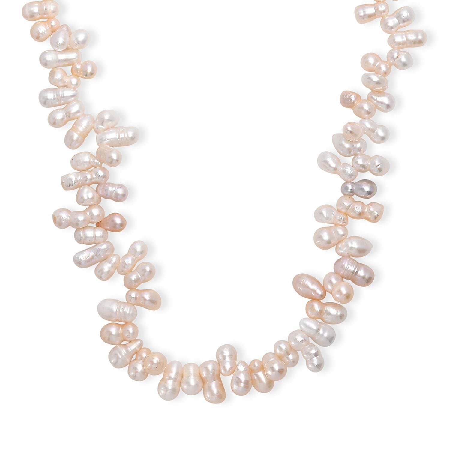 Multi Color Freshwater Pearl Necklace in Rhodium Over Sterling Silver 18 Inches