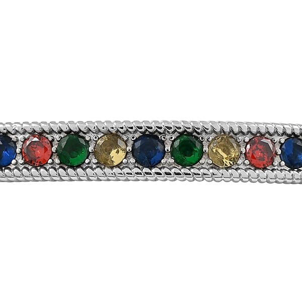 Multi Color Simulated Diamond Bolo Bracelet In Stainless Steel 9.00 Ctw Tarnish-Free Waterproof Sweat Proof Jewelry