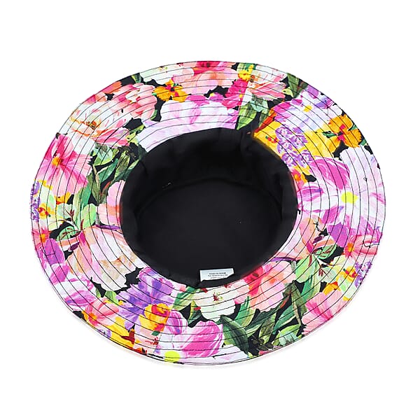 Multi Floral Cotton Poplin Woven Bucket Hat - One Size Fits Most