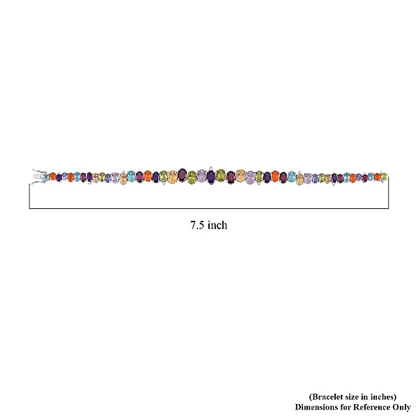 Multi Gemstone 19.20 Ctw Rainbow Cascade Bracelet In Rhodium Over Sterling Silv (8.00 In)