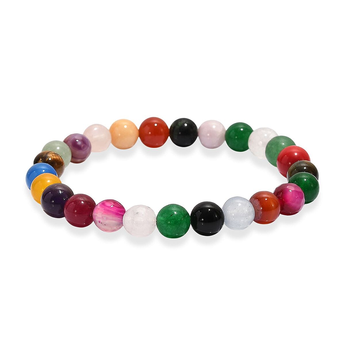 Multi Gemstone 95.00 Ctw Beaded Stretch Bracelet