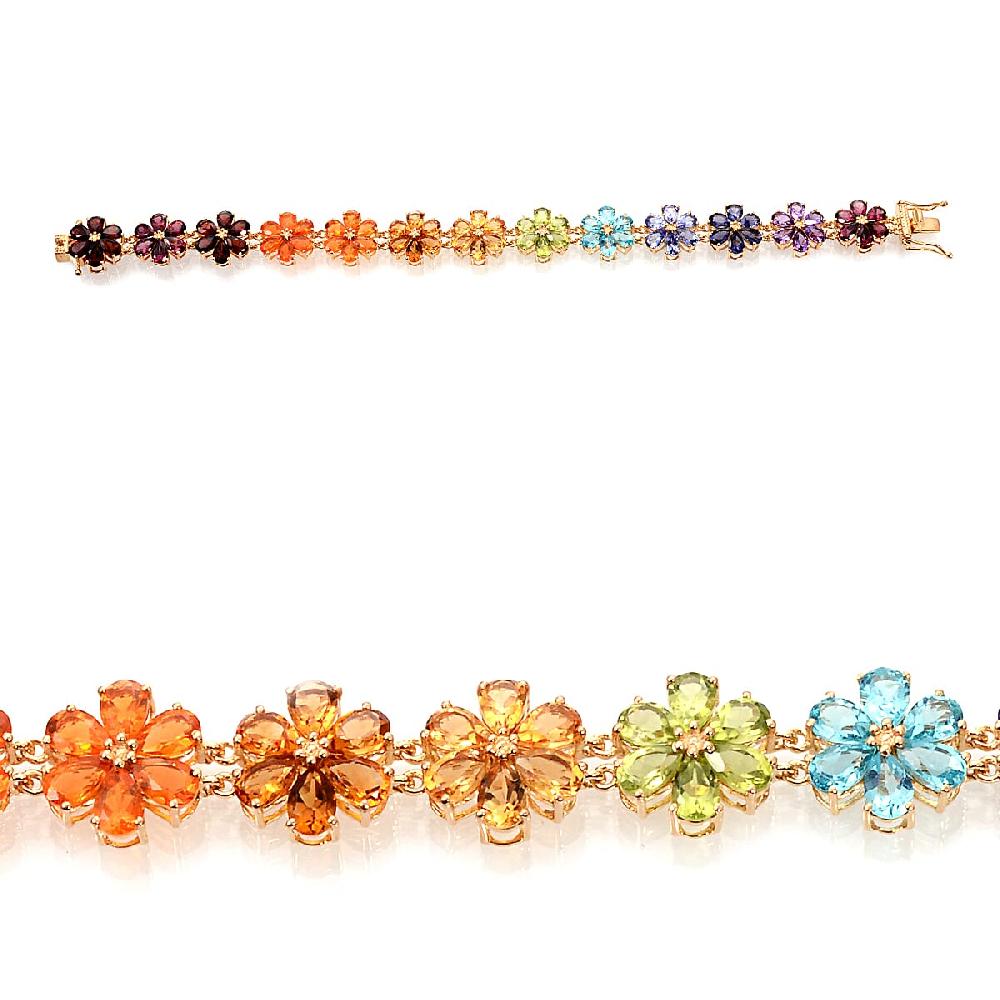 Multi Gemstone Bracelet in 14K Yellow Gold Over Sterling Silver (6.75 In) 20.35 ctw