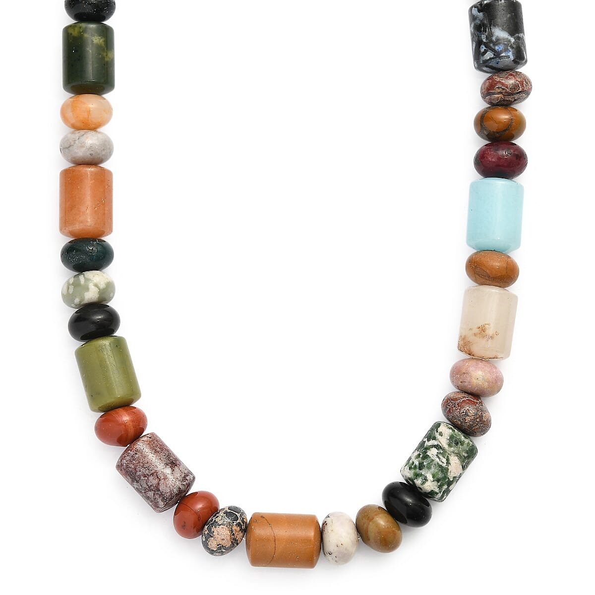 Multi Jasper 420.00 ctw Necklace in Platinum Bond 20 Inches