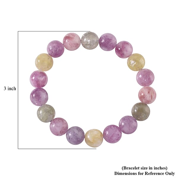 Multi Lepidolite Beaded 160.00 Ctw Stretch Bracelet