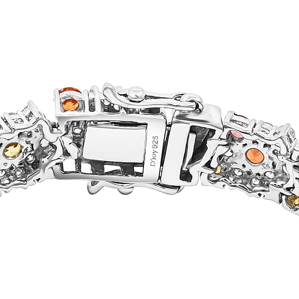 Multi Sapphire And White Zircon 16.15 Ctw Rainbow Radiance Bracelet In Rhodium Over Sterling Silve (7.25 In)