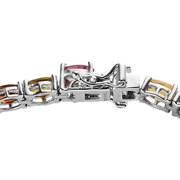 Multi-Tourmaline Tennis Bracelet In Platinum Over Sterling Silver (6.50 In) 11.25 Ctw