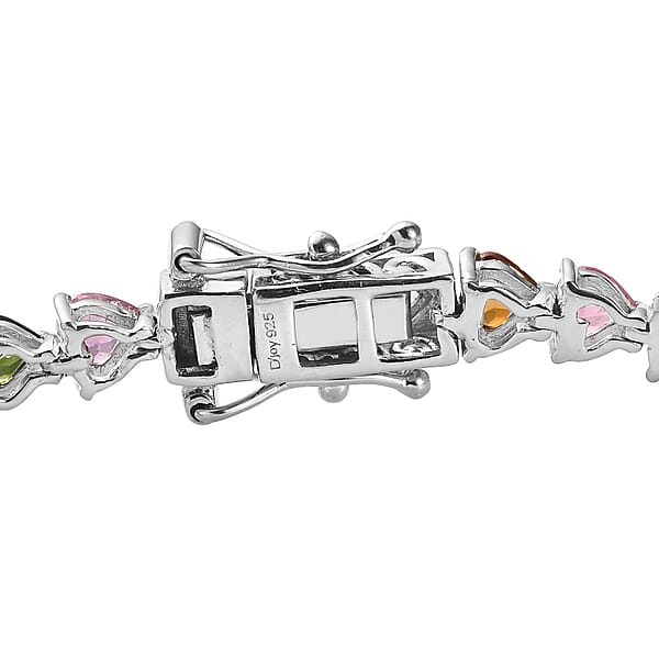 Multi-Tourmaline Tennis Bracelet In Platinum Over Sterling Silver (8.00 In) 9.40 Ctw