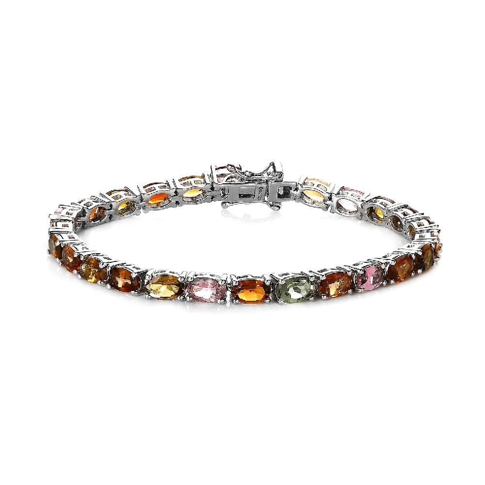 Multi-Tourmaline Tennis Bracelet in Platinum Over Sterling Silver (6.50 In) 11.25 ctw