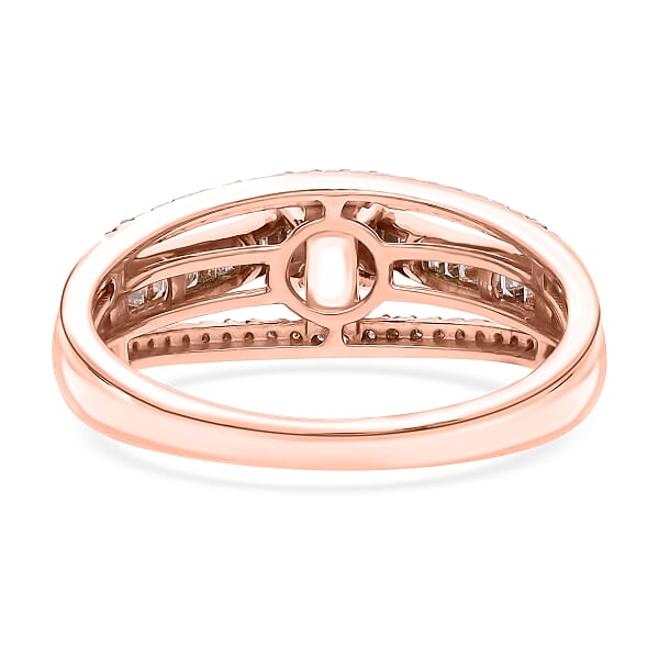 Natural Champagne Diamond 0.50 Ctw Bridge Ring In Vermeil Rose Gold Over Sterling Silver