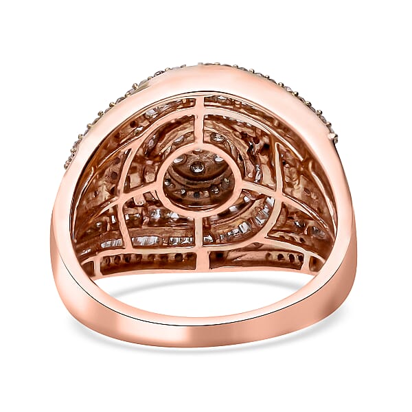 Natural Champagne Diamond 1.50 Ctw Celestial Halo Ring In Vermeil Rose Gold Over Sterling Silver