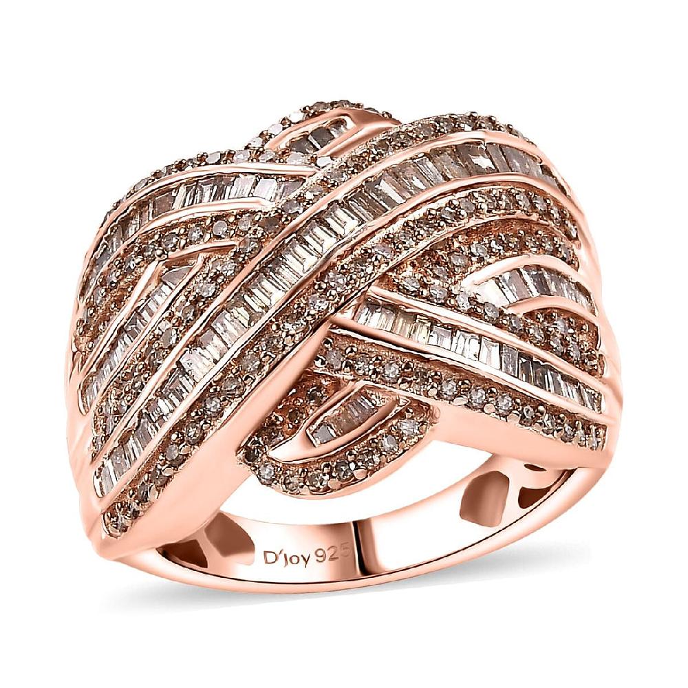 Natural Champagne Diamond 1.50 ctw Ring in 18K Vermeil Rose Gold Over Sterling Silver