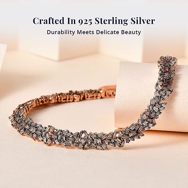 Natural Champagne Diamond 4.00 Ctw Bracelet In Vermeil Rose Gold Over Sterling Silver (7.25 In)