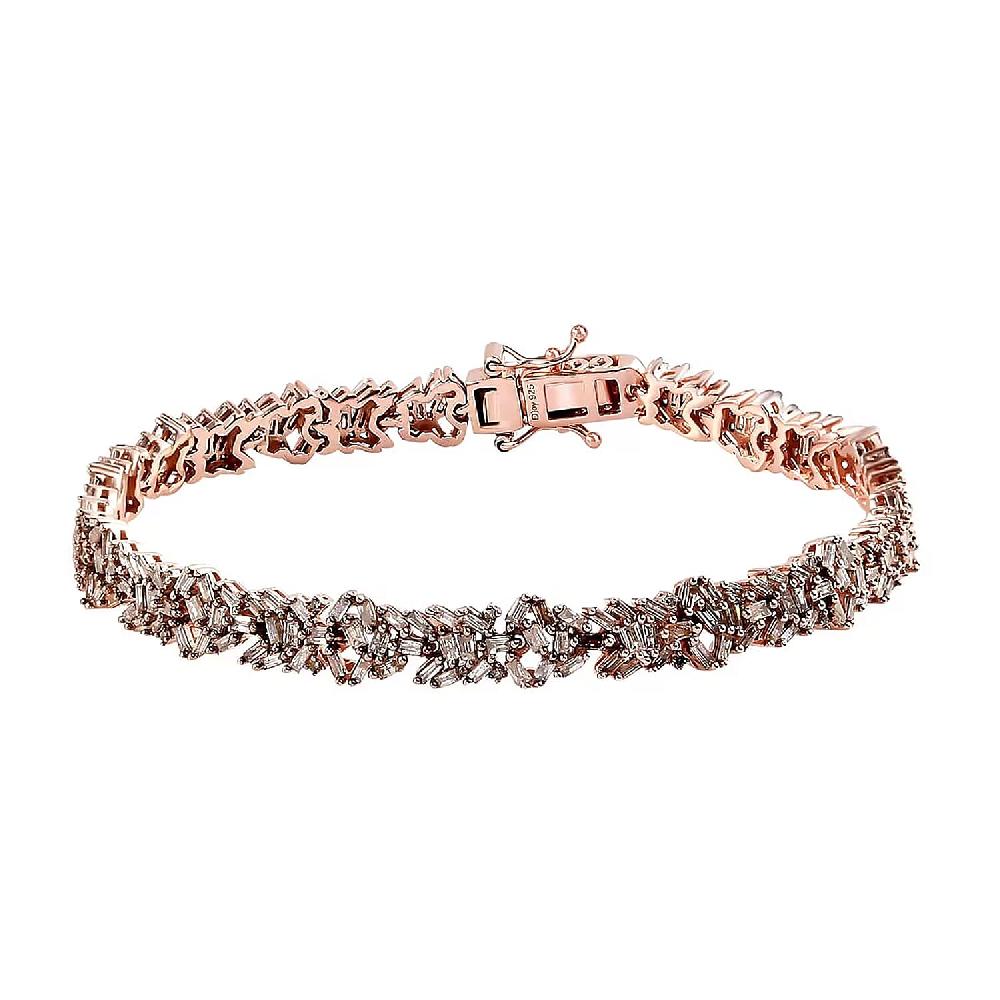 Natural Champagne Diamond 4.00 ctw Bracelet in Vermeil Rose Gold Over Sterling Silver (7.25 In)
