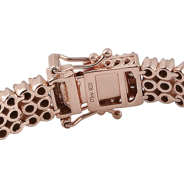 Natural Champagne Diamond 5.00 Ctw 3 Row Bracelet In Vermeil Rose Gold Over Sterling Silver (7.25 In)