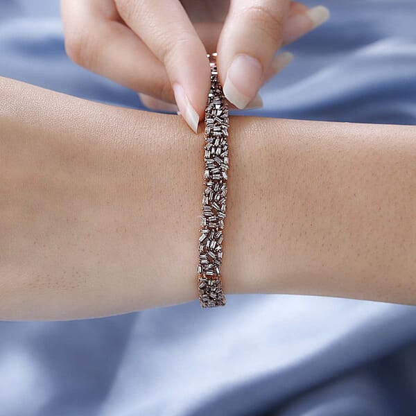 Natural Champagne Diamond 5.00 Ctw Bracelet In Vermeil Rose Gold Over Sterling Silver (7.25 In)