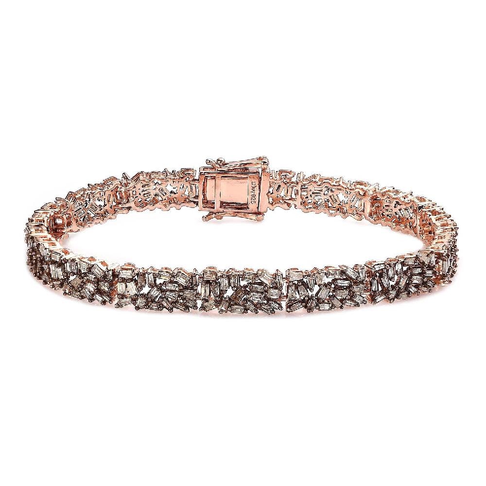 Natural Champagne Diamond 5.00 ctw Bracelet in Vermeil Rose Gold Over Sterling Silver (7.25 In)