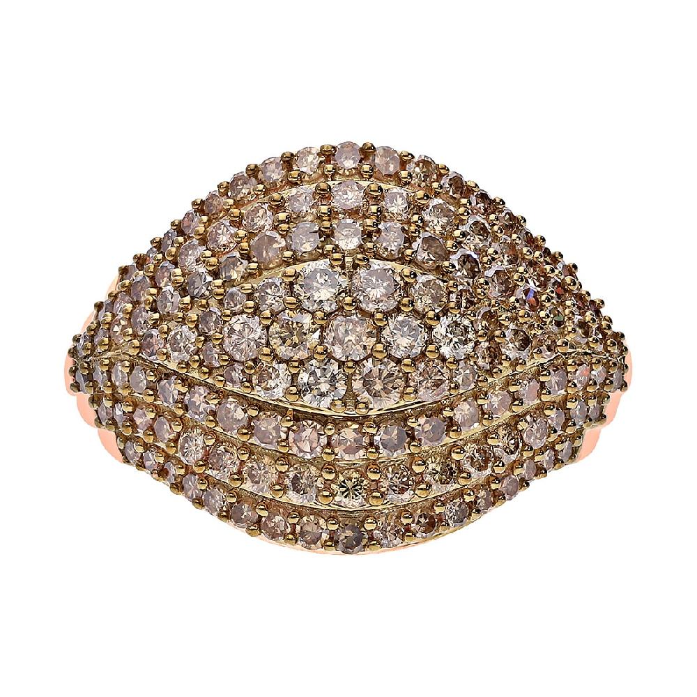 Natural Champagne Diamond Eye Ring in Vermeil Rose Gold Over Sterling Silver 2.00 ctw