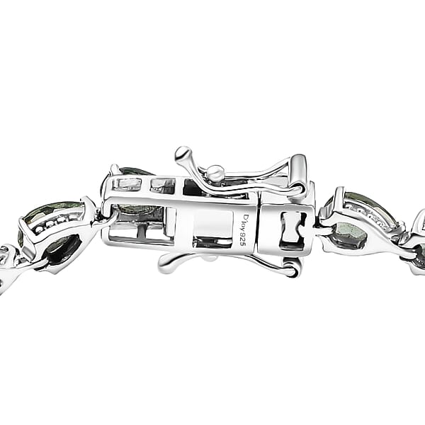 Natural Green Apatite 10.30 Ctw Serenity Vine Bracelet In Rhodium Over Sterling Silver (7.25 In)