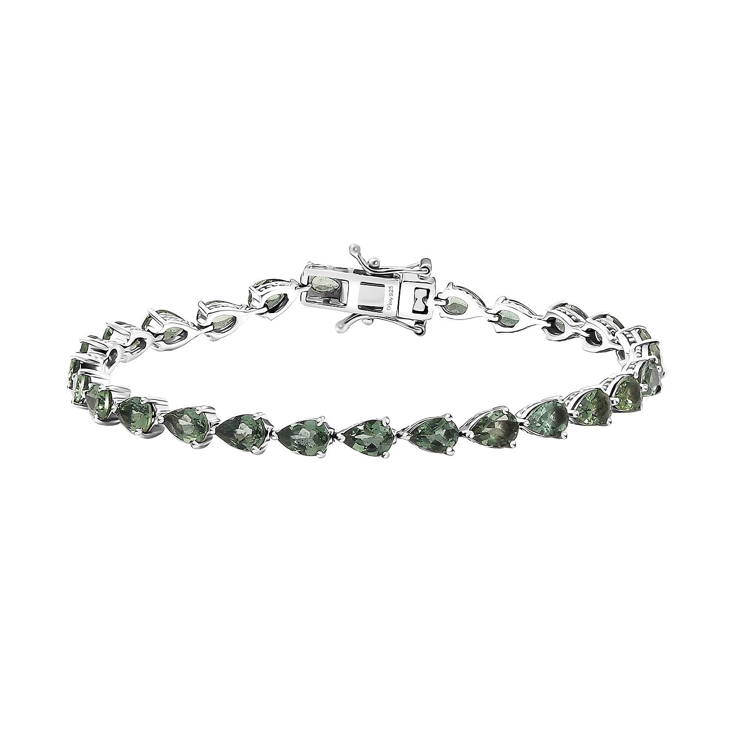 Natural Green Apatite 10.30 ctw Serenity Vine Bracelet in Rhodium Over Sterling Silver (7.25 In)