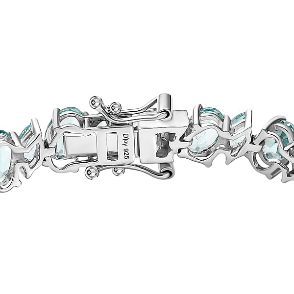 Natural Green Apatite 14.75 Ctw Sea Waves Bracelet In Rhodium Over Sterling Silver (7.25 In)
