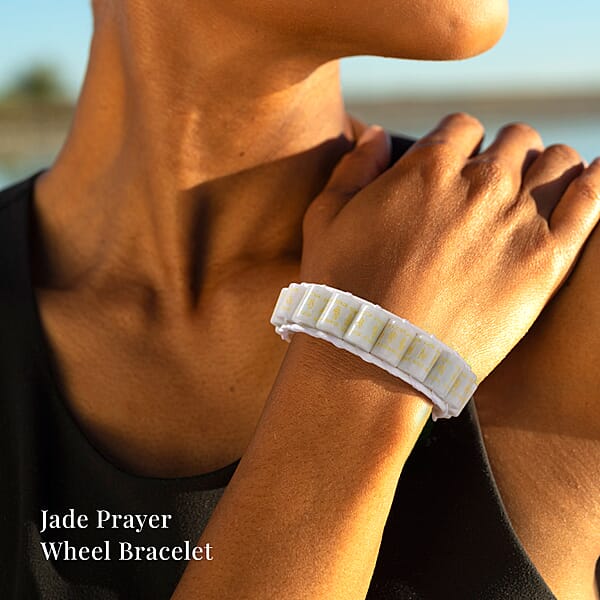 Natural Jade 215.00 Ctw Prayer Wheel Cord Bracelet (6.0-9.0In)