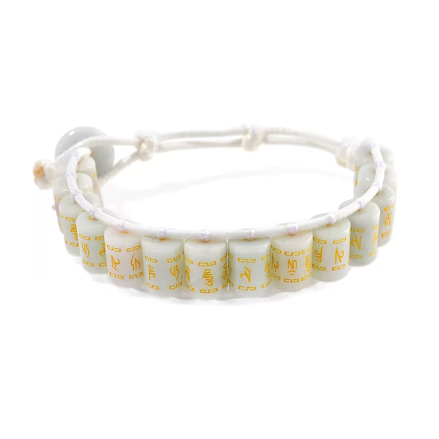 Natural Jade 215.00 ctw Prayer Wheel Cord Bracelet (6.0-9.0In)