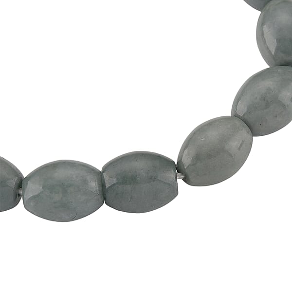 Natural Olmec Jadeite 160.00 Ctw Barrel Stretch Bracelet