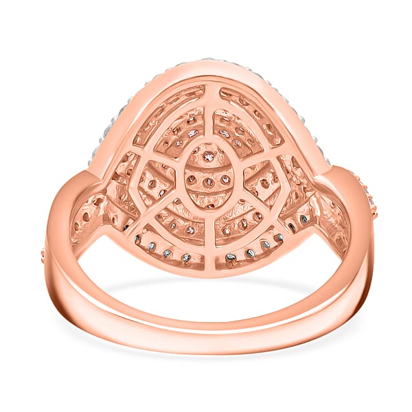Natural Pink And White Diamond 1.00 Ctw Ring In Vermeil Rose Gold Over Sterling Silver