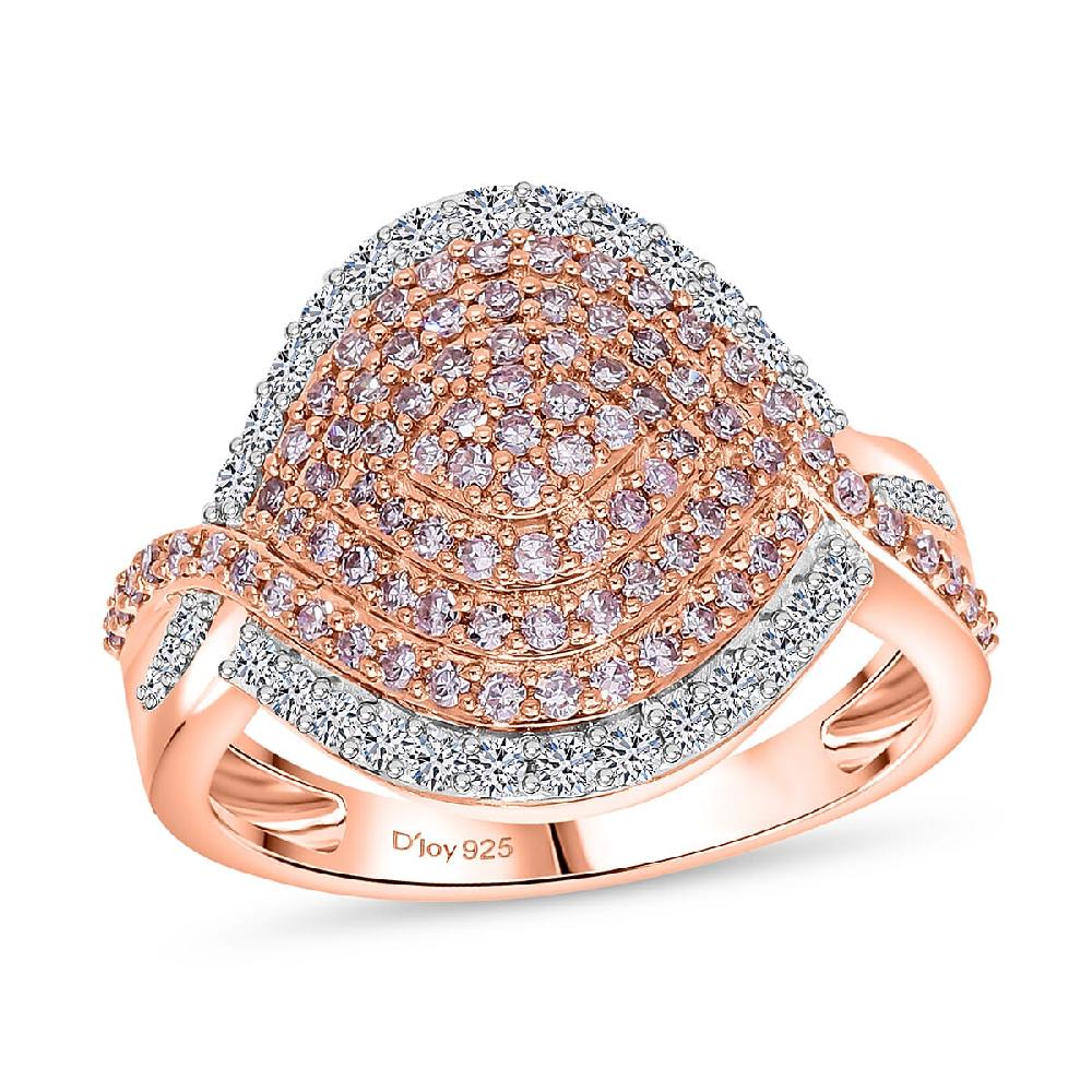 Natural Pink and White Diamond 1.00 ctw Ring in Vermeil Rose Gold Over Sterling Silver
