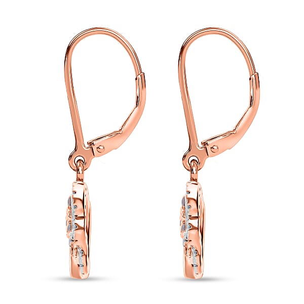 Natural Pink And White Diamond Butterfly Earrings In Vermeil RG Over Sterling Silver 0.50 Ctw