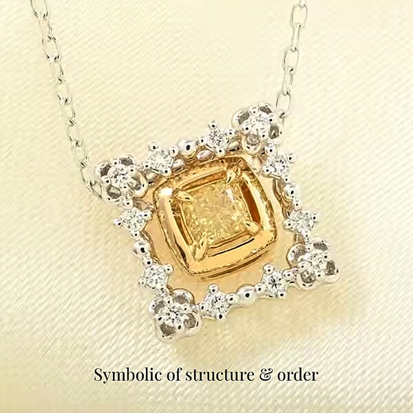 Natural Yellow And White Diamond 0.20 Ctw Pendant Necklace In 18K Yellow And White Gold 18 Inches