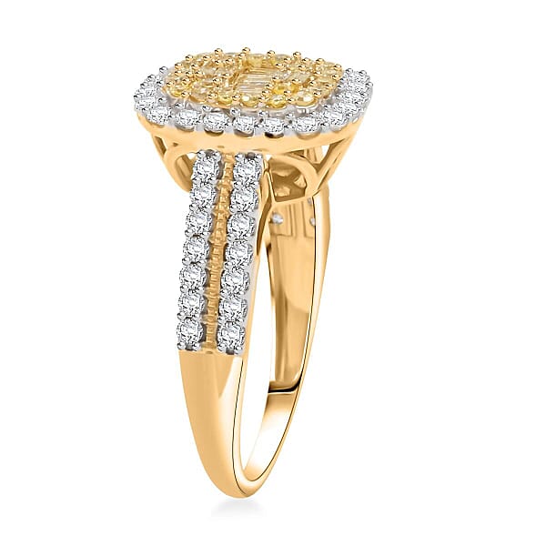 Natural Yellow And White Diamond 1.00 Ctw Ring In 14K Yellow Gold