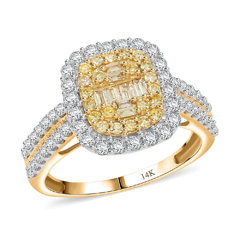 Natural Yellow and White Diamond 1.00 ctw Ring in 14K Yellow Gold