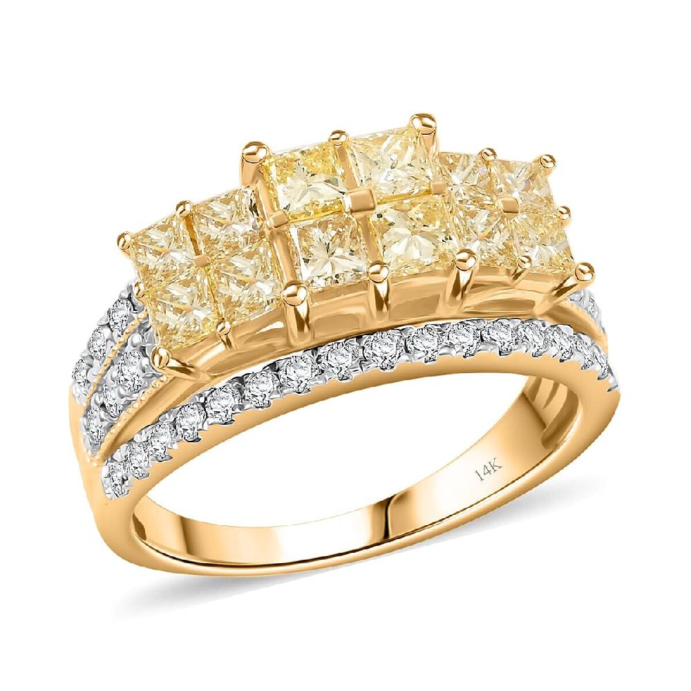 Natural Yellow and White Diamond (SI) 2.03 ctw Ring in 14K Yellow Gold
