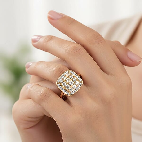 Natural Yellow Diamond White Diamond Ring In 14K YG Over Sterling Silver 0.50 Ctw